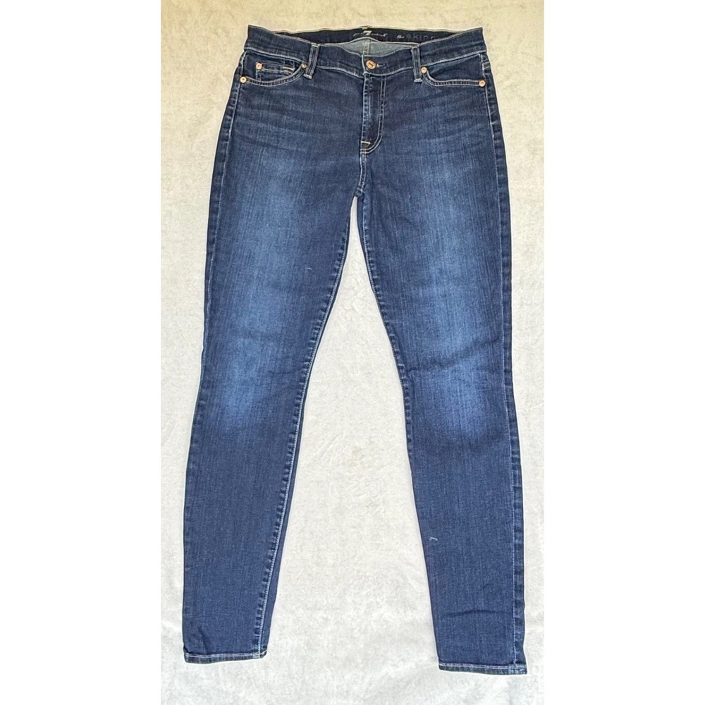7 For All Mankind Jeans The Skinny Women's 31 Dark Wash Mid Rise 31x30
